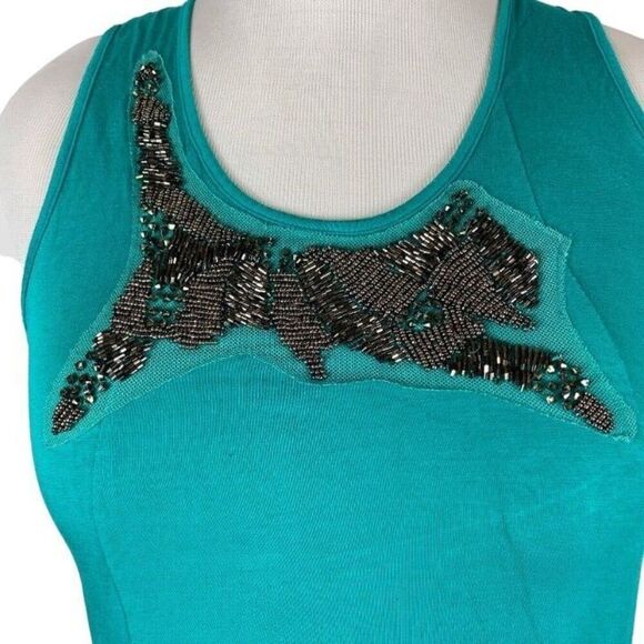 Design History Teal Tunic with silver beading- size M - Picture 2 of 6